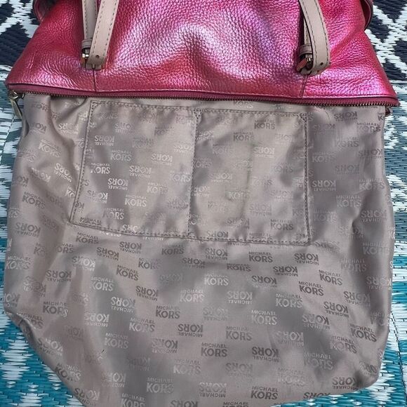 Michael Kors Jet Set Shoulder Tote Bag Hand Painted Metallic Sunrise Red Multi - Picture 11 of 15